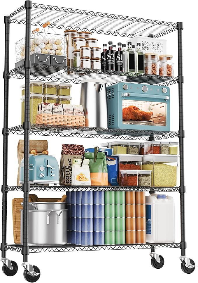 M MZG 5 Tiers Shelf 1750 lbs Steel Storage Shelving Utility Shelving Unit Steel by MEIGAOPLASTICANDMETALHKCOLIMITED