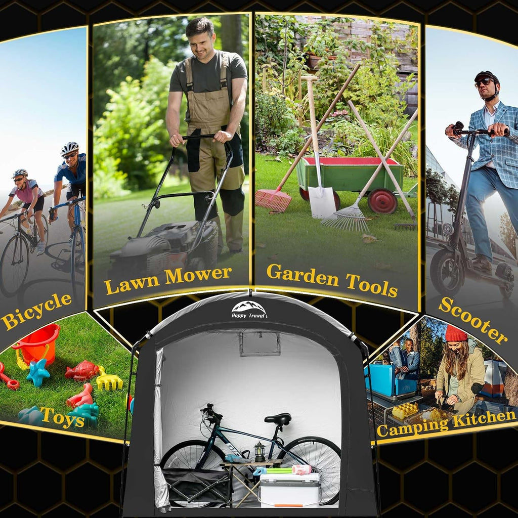 happy travel bike storage shed tent, waterproof portable on a desk or shelf