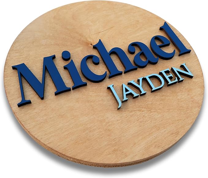Custom Round Nusery Name Sign, Personalized 3D Baby Name Announcement Sign - Image 2