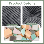 higogogo square stuffed pouf ottoman, corduroy poufs with, close-up detail