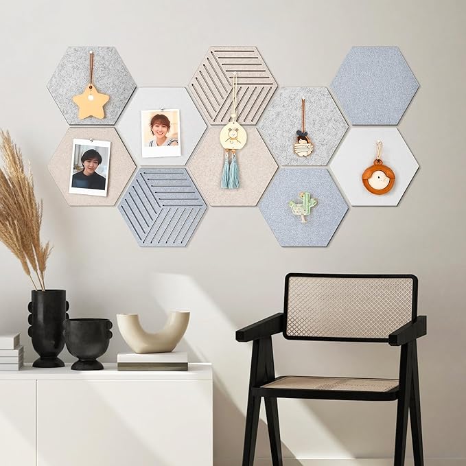 12'' Medium Hexagon Cork-Bulletin Board Tiles Adhesive 10PCS 12x10 inch - Image 9