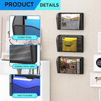 GDINDINFAN 3 Single Pocket Wall File Holder, Mesh Hanging File Folder Paper - Image 4