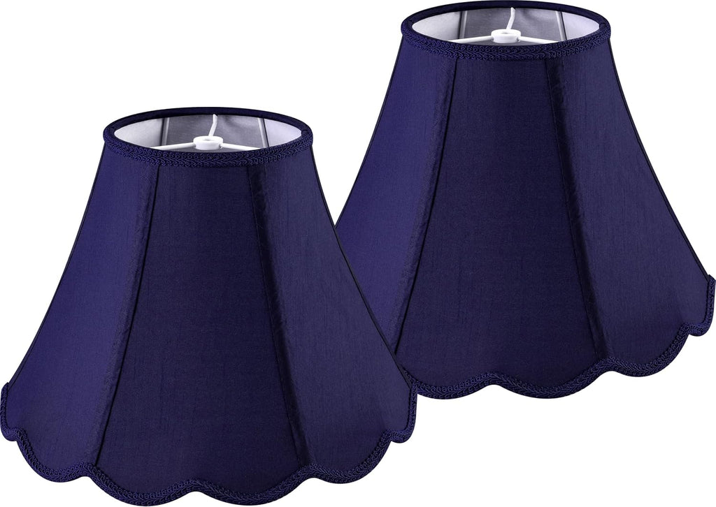 GOSO Medium Blue Scalloped Lamp Shade Set of 2, Replacement Braids