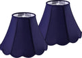 GOSO Medium Blue Scalloped Lamp Shade Set of 2, Replacement Braids