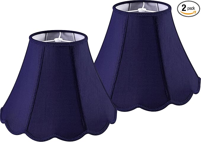 GOSO Medium Blue Scalloped Lamp Shade Set of 2, Replacement Braids by GOSO