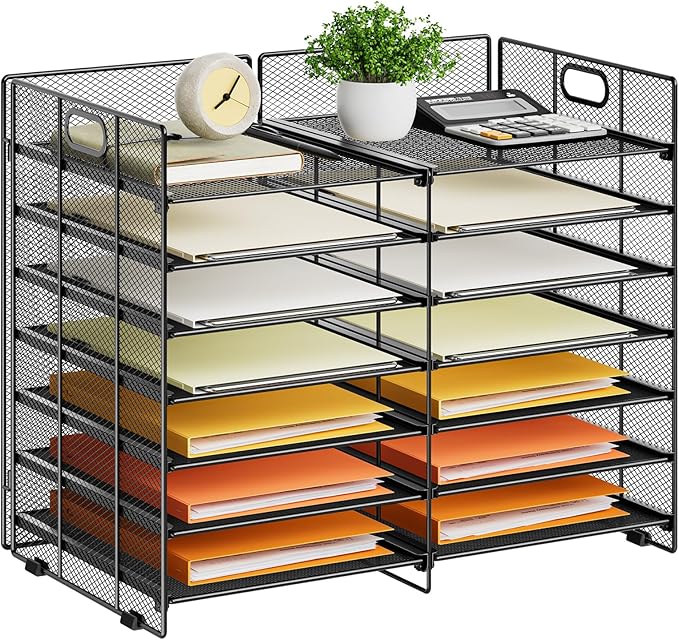 Marbrasse Desktop Literature Organizer, 12 Compartments Mesh Paper Organizer by Marbrasse