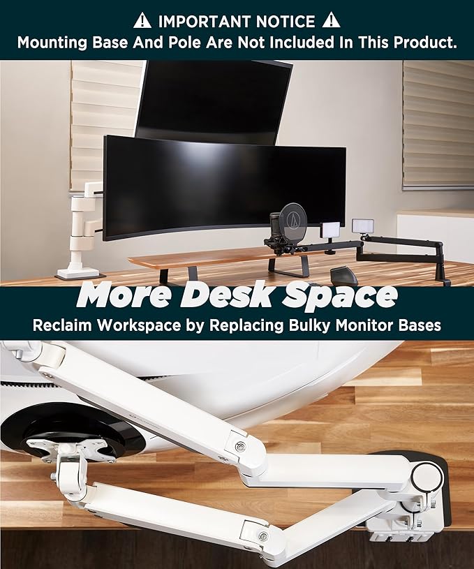 ULTRARM Heavy Duty Extension Arm Dual 49" Vertical Stacked Monitor Mount Height - Image 4