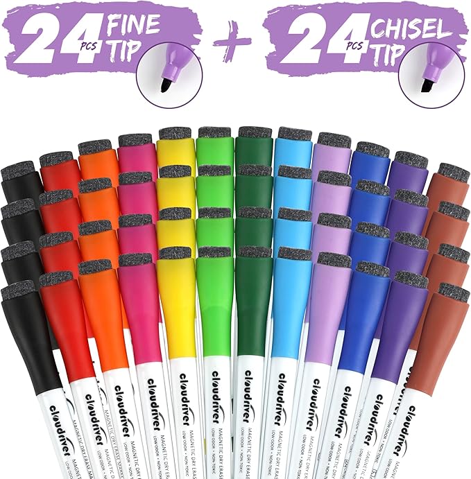 cloudriver Magnetic Dry Erase Markers, 48 Pack Whiteboard Markers - Image 2