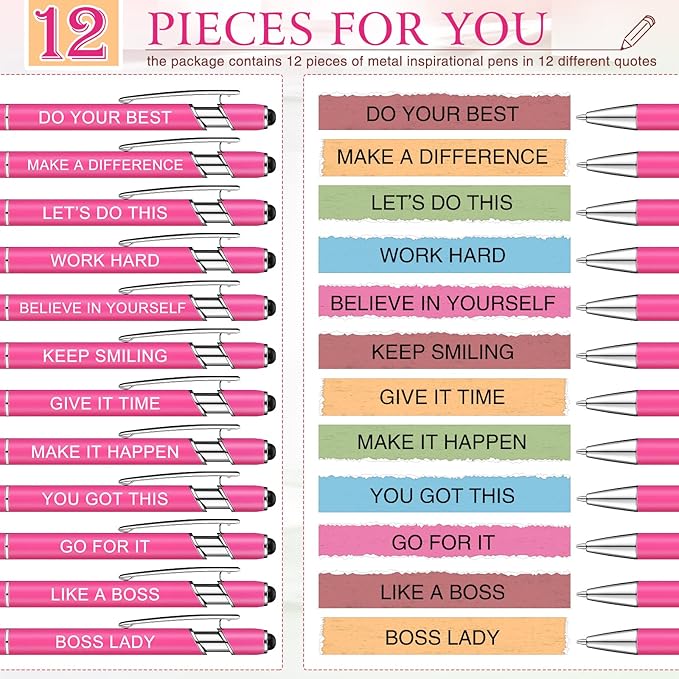 Zonon 12 Pcs Inspirational Pens Bulk Funny Ballpoint Pen - Image 3