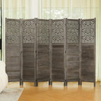 Svimi Folding Room Divider, 66.9 Inch 6 Panels Wood Carved Privacy Screens - Image 7
