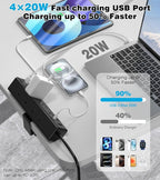 Desk Clamp Power Strip, 40W Total Fast Charging Station, Desk Edge Mount Power - Image 2