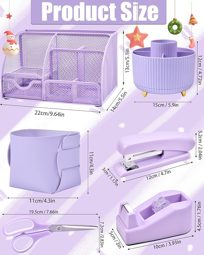 LXEVIHK 21Pcs Purple Desk Organizers and Accessories - Image 6