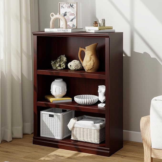 Bevfint 43 in Tall Bookcase, 3-Tier Bookshelf Open Storage, 33 inch Wide Floor by Bevfint