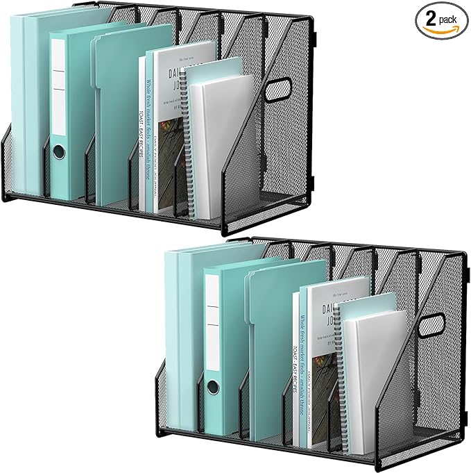 Gawerk 2 Pack Desktop File Magazine Folder Holder 5 Vertical Compartments by Gawerk