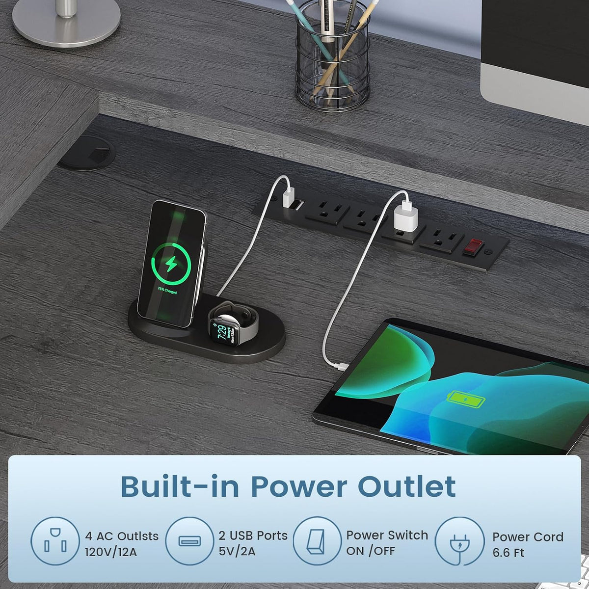 SEDETA 66" Reversible L Shaped Computer Desk with Power Outlet, File Drawer