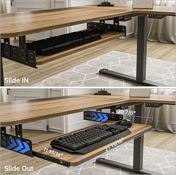 EUREKA ERGONOMIC Adjustable Keyboard Tray Under Desk, 28x11 Inch Large Slide - Image 2