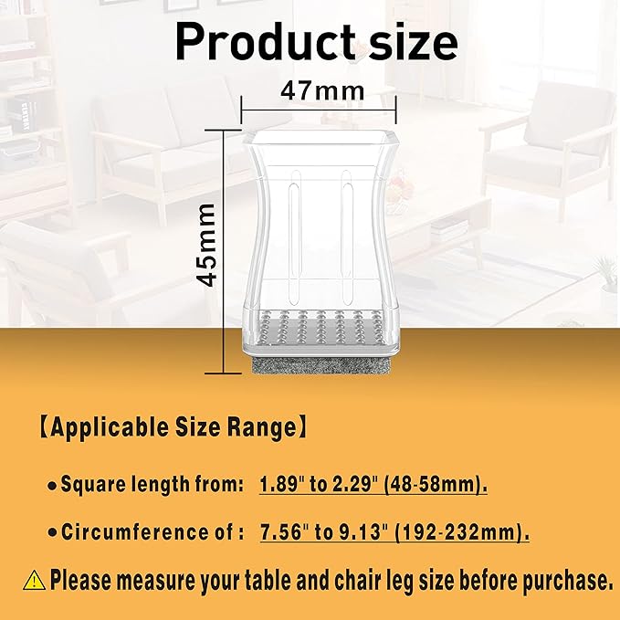 Clear Square Chair Leg Floor Protectors - Image 2
