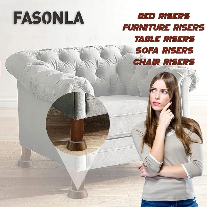 FASONLA Bed Risers, Furniture Risers Can be Adjusted to 2'' 3''or 4'', Lifts - Image 5