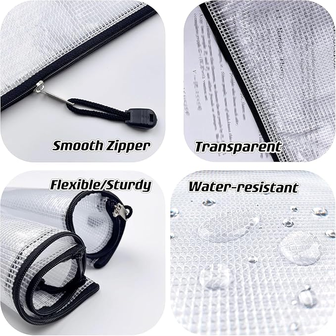 Oaimyy-18PCS-12 x 16 Inches-Mesh Zipper Pouch, Plastic Zip File Folders Puzzle - Image 3