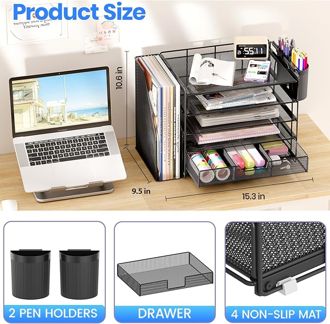 OPNICE Desk Organizer, 5-Tier Paper File Organizer - Image 2