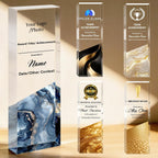 Custom Trophy with Logo/Text, Crystal-Clear Award Trophy – Modern Recognition Personalized Plaque for Office Excellence, Team Achievement & Competition Winners – Freestanding Corporate Bulk Appreciation Award