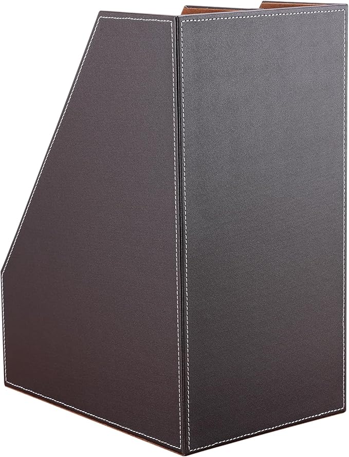 KINGFOM Wooden Leatherette Desktop File Folder Organizer and Document File - Image 6