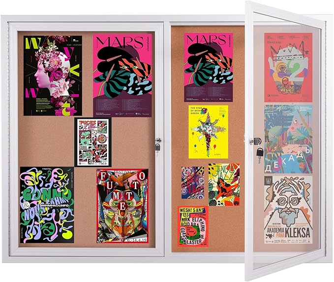 48x36 Inch Lockable Enclosed Bulletin Board, Weather-Resistant Outdoor by Unknown