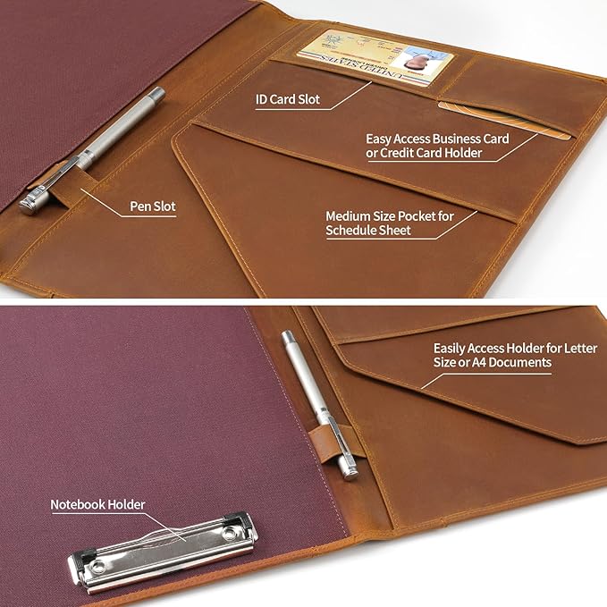 Jack&Chris Leather Portfolio, A4 Document Folder Legal Pad Padfolio, - Image 5