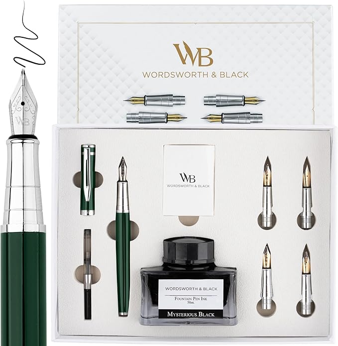 Wordsworth & Black Fountain Pen Gift Set, Includes Bottle, 6 Cartridges by WordsworthBlack
