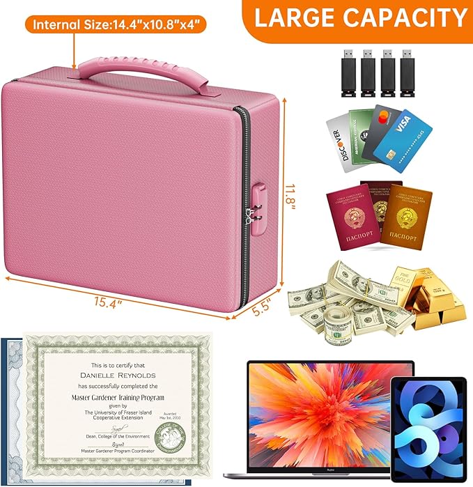 ENGPOW Fireproof Document Box, Hard Case File Box - Image 4