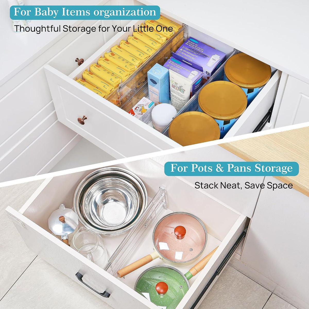 Vtopmart 6" Tall Upgrade Drawer Dividers, 12.8"-22.3" Expandab...