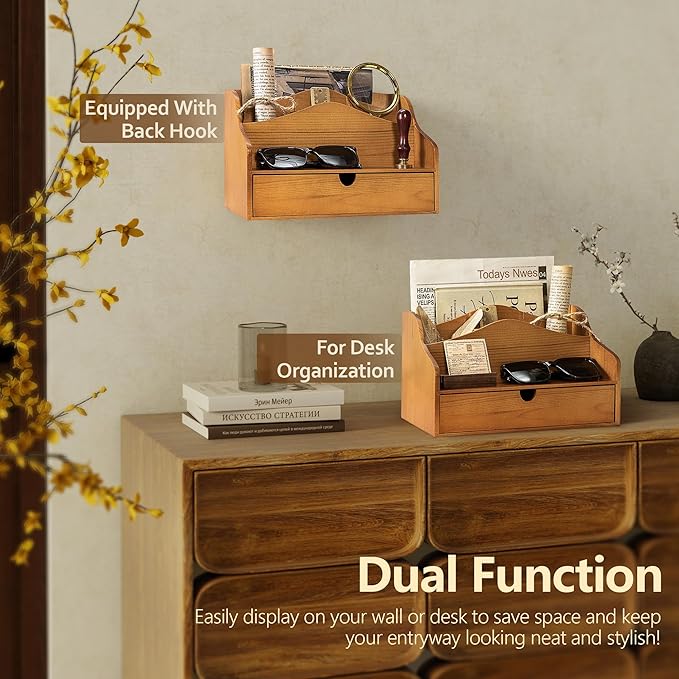 Pine Wood Mail Organizer For Desk - Image 4