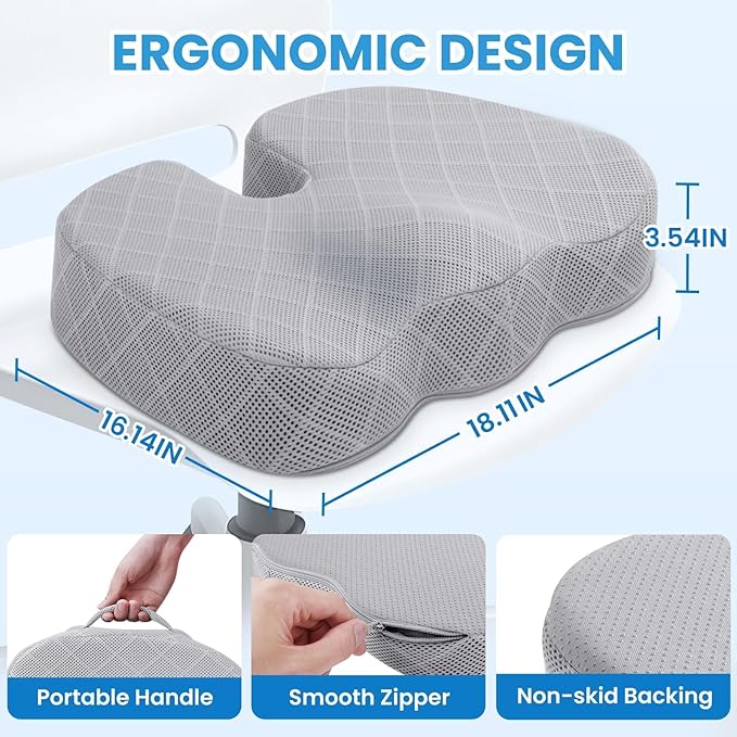 TushGuard Office/Car Seat Cushion, Non-Slip Sciatica & Back Coccyx Tailbone - Image 2