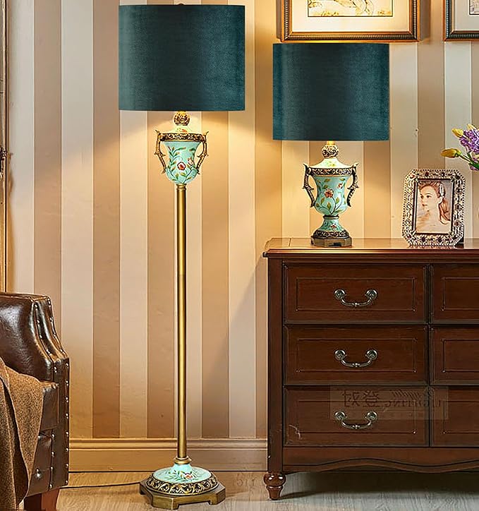Green Velvet Lampshades Set of 2 Large Drum Lamp Shade 16" Top x 16" Bottom x - Image 6