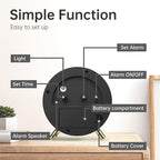 Analog Alarm Clock, 4 inch Super Silent Non Ticking Small Clock - Image 6