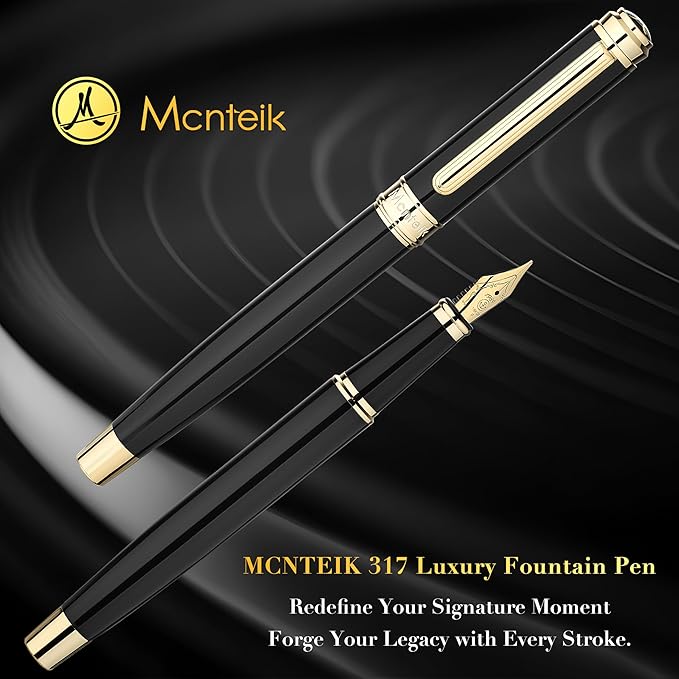MCNTEIK 317 Fountain Pen, Stunning Luxury Black Piano Lacquer, 18K Gilded Nib - Image 4
