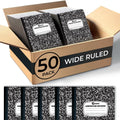 Rosmonde 50 Pack Composition Notebooks Bulk Wide Ruled, 200 Pages, 9-3/4 x 7-1/2