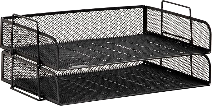 Mind Reader Stackable Paper Tray, Desktop Organizer, File Storage, Metal Mesh - Image 7
