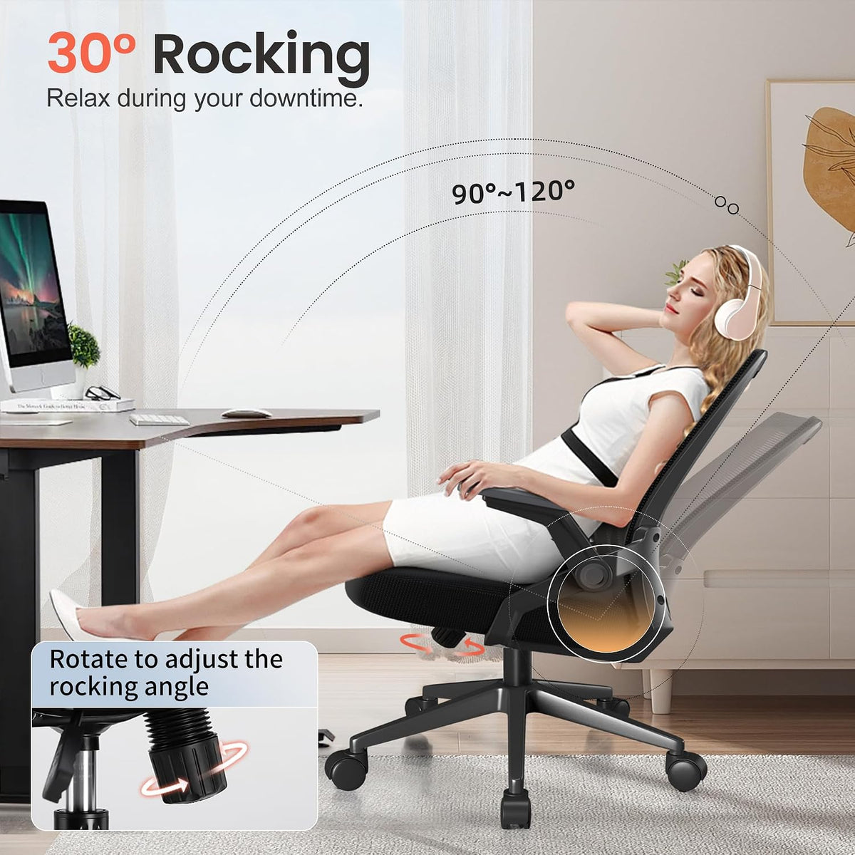 gtplayer ergonomic office chair with flip-up armrests executive showing dimensions