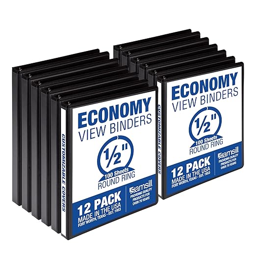 Samsill 0.5 Inch 3 Ring Binders, Made in USA, Economy Round Ring, 100 Sheet by Samsill