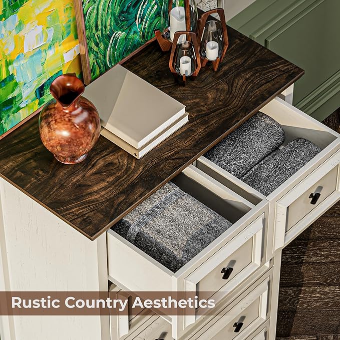 VVFLU Farmhouse 6 Drawer Dresser, Storage Drawer Chest - Image 4