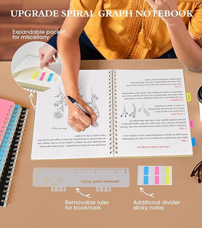Graph Paper Notebook, Spiral Notebook Journal 8.5” x 11”, A4 Large Grid - Image 5