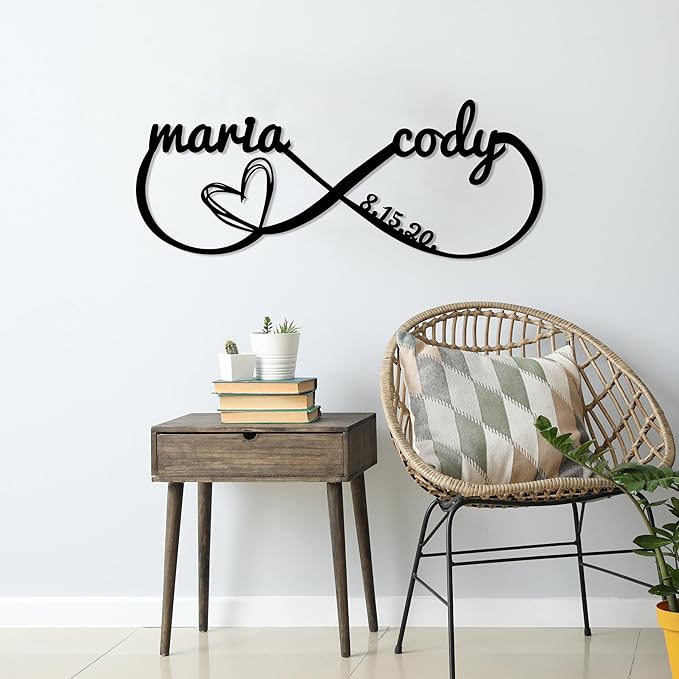 Personalized Valentines Day Metal Wall Sign, Custom Infinity Heart Love Couple - Image 9