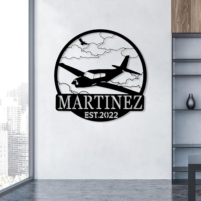 Personalized Metal Airplane Wall Art, Airplane Name Sign, Customized Pilot Name - Image 7