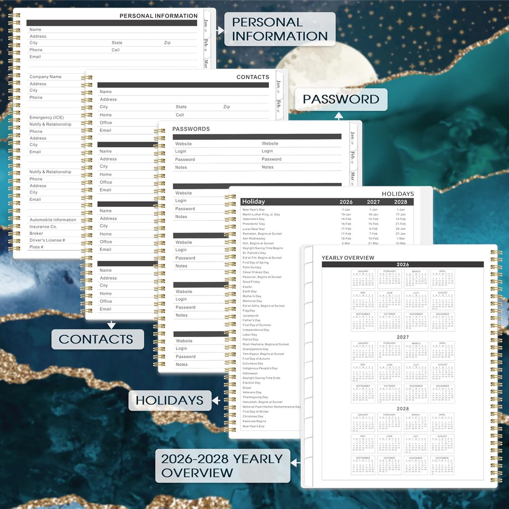Monthly Planner/Calendar 2026-2028 - 2 Year Monthly Planner 2026-2028 | 9" × 11", Jul 2026 - Jun 2028, 24 Months, Tabs, Twin-Wire Binding, Holidays, Notes Pages
