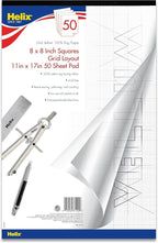 Helix - 100% Rag Vellum Paper Pad - 1 Inch Equals 8x8 Grid - 11 Inch x 17 Inch by MapedHelixUSA