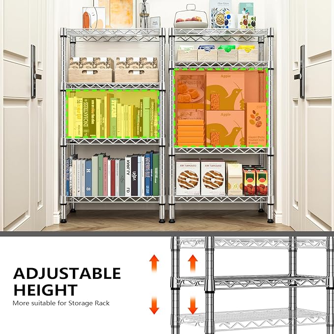 M MZG 1000 lbs 4 Tier Shelf Metal Storage Shelves Wire Rack Closet Organizers - Image 6