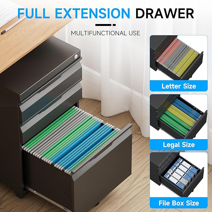 Bestoo 3-Drawer Mobile File Cabinet - Image 5