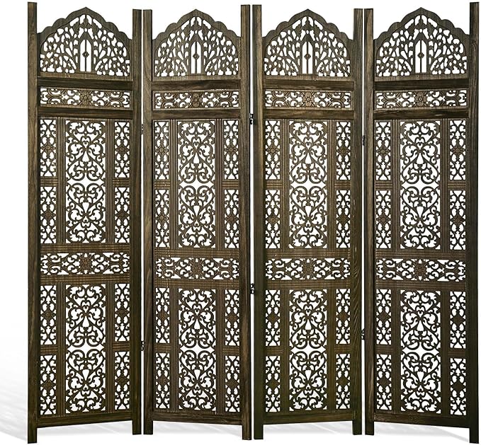 5.75Ft Room Divider Wood Screen, 33Lbs Durable Antiqued Style MDF Carved by Svimi