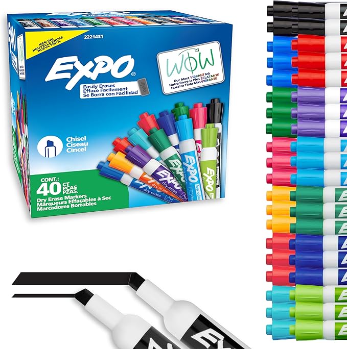 EXPO Dry Erase Markers, Low Odor Ink, Chisel Tip, Essential Supplies by EXPO